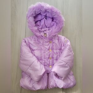 Puffer Jacket Size 3T Light Purple Pistachio Brand Faux Fur